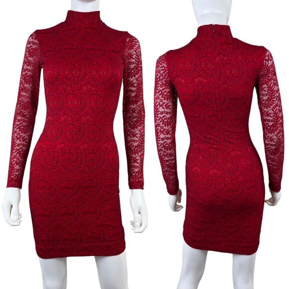 Dress the Population Women Size XS Red Penelope Lace Floral Bodycon Mini Dress - Picture 1 of 15